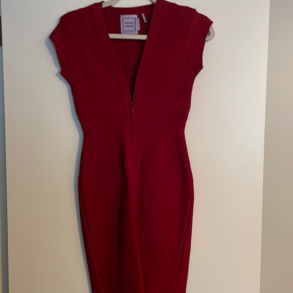 Herve Leger size small deep red dress! Worn once!